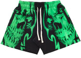 Vertebrae Skull Face Shorts Black/Green