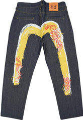 Evisu Embroidered Yellow Waves Jeans