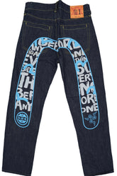 Evisu Embroidered Blue Words Jeans
