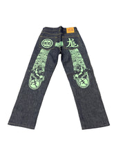 Evisu Embroidered Japanese Dog Green Jeans