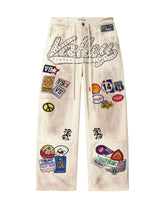 VALE FOREVER 1980S PAINTERS OFF WHITE CREAM JEANS