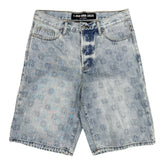 LostShdws Embossed Jean Shorts Blue