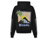 Rhude Moonlight Tropics Print Oversized Vintage Hoodie Black