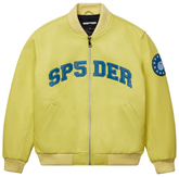 Sp5der Leather Logo Bomber Jacket 'Yellow'