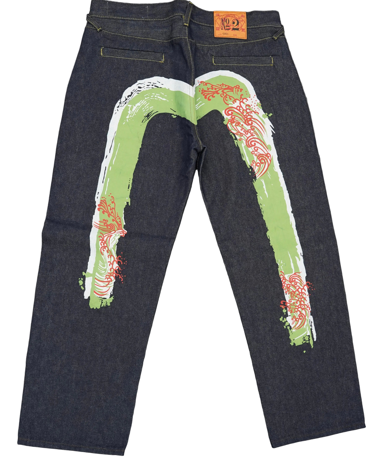 Evisu Embroidered Green Waves Jeans