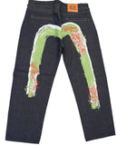 Evisu Embroidered Green Waves Jeans