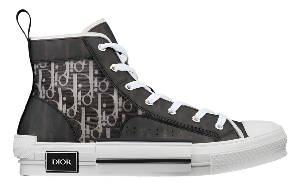 Dior High Top Black and White Dior Oblique Canvas