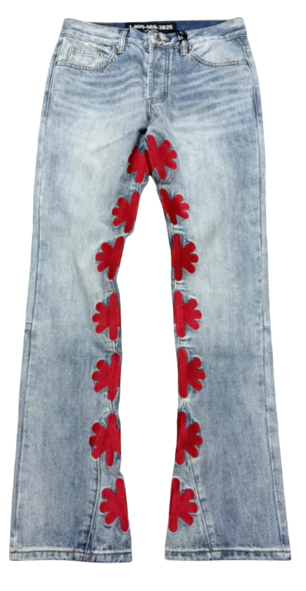 Lost Shdws Light Wash Denim Jean Red