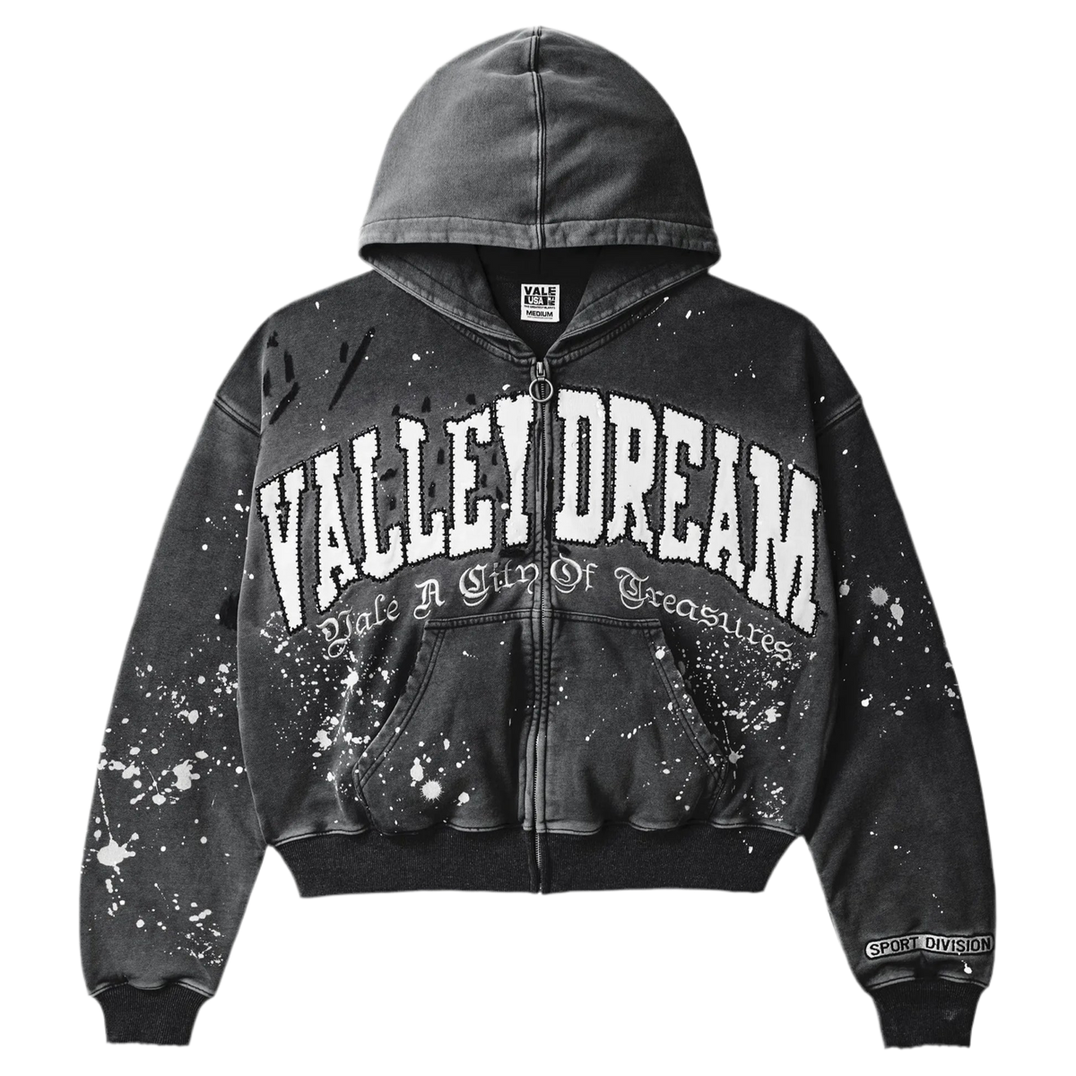 Vale Black Paint Zip Up Jacket