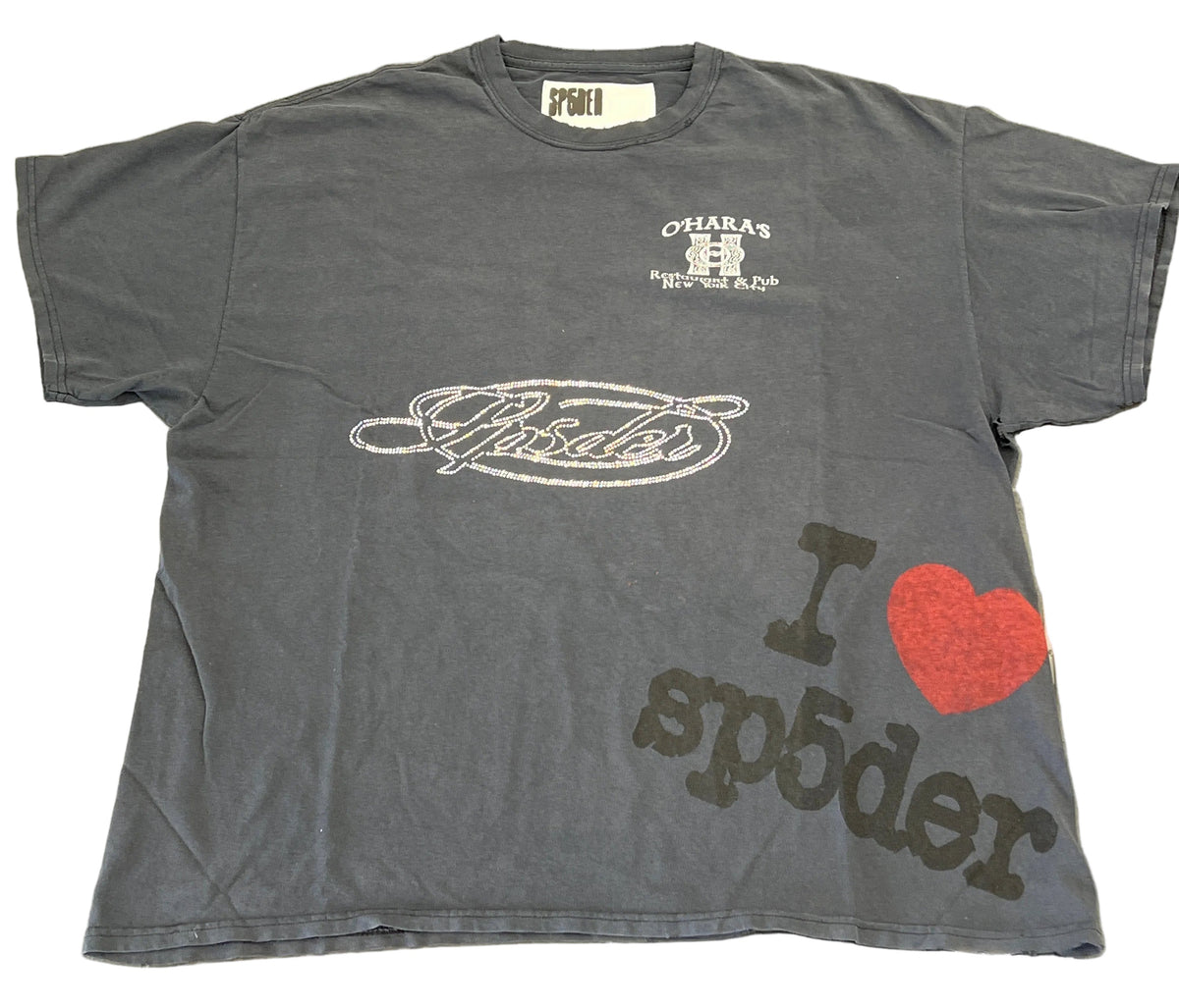 Sp5der Vintage Souvenir Rhinestone Tee Multi Black
