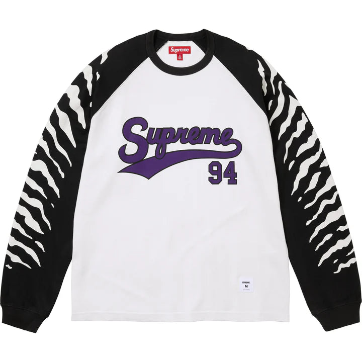 Supreme Tiger Raglan Baseball Top White
