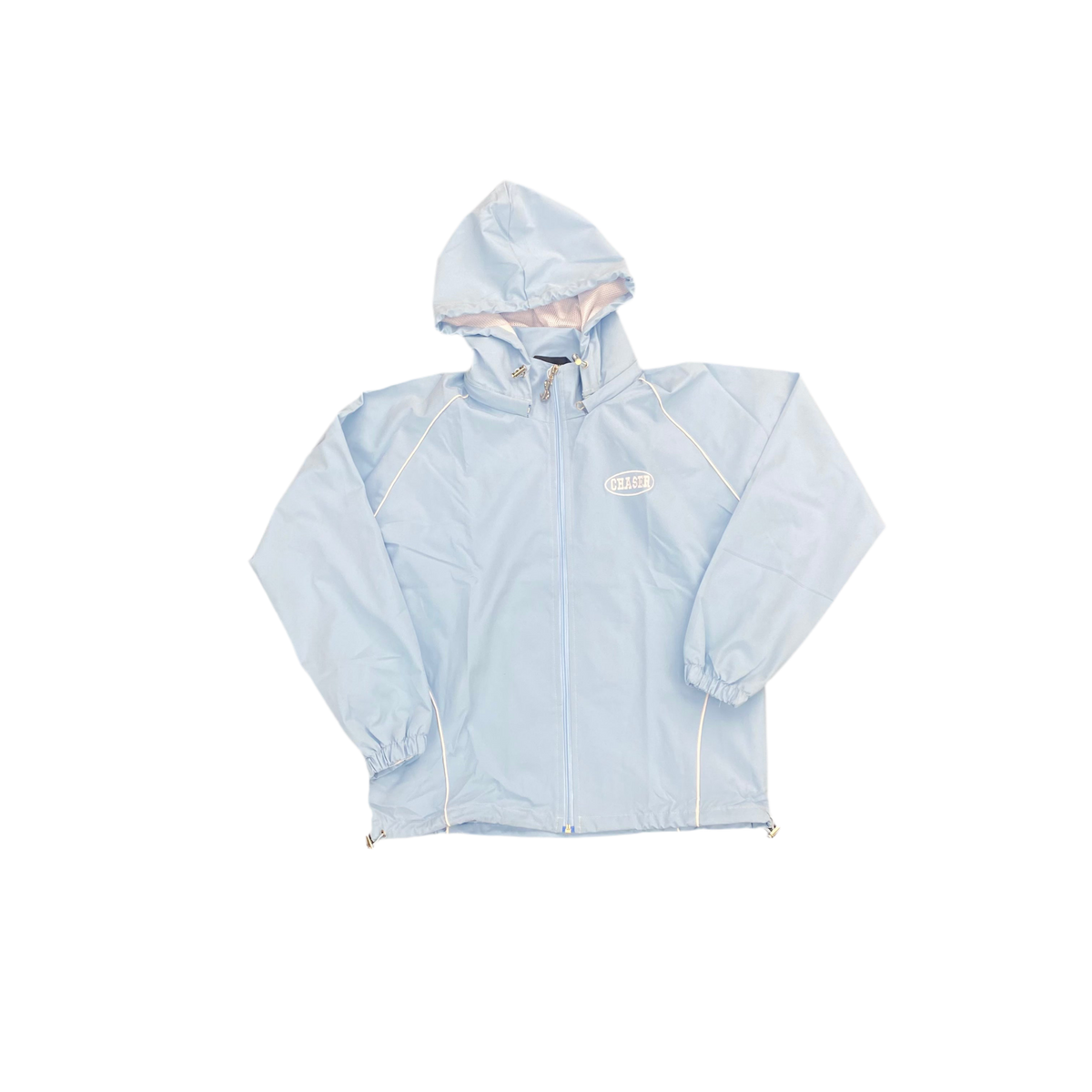 Chaser Windbreaker Removable Hood Baby Blue / White Zip Up Jacket