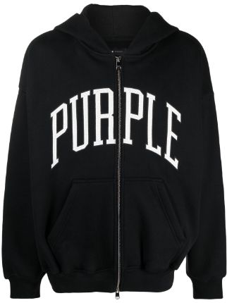 Purple Brand Black Fleece zip White cracked spell out