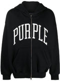 Purple Brand Black Fleece zip White cracked spell out
