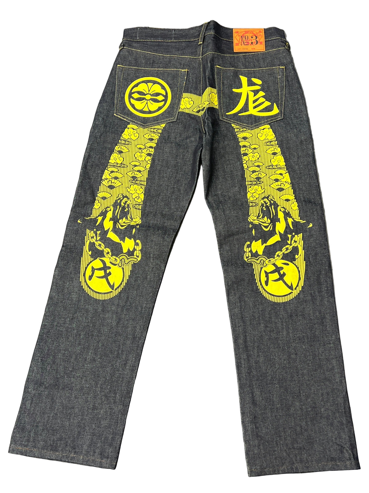 Evisu Embroidered Yellow Japanese Dog Jeans