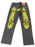 Evisu Embroidered Yellow Japanese Dog Jeans