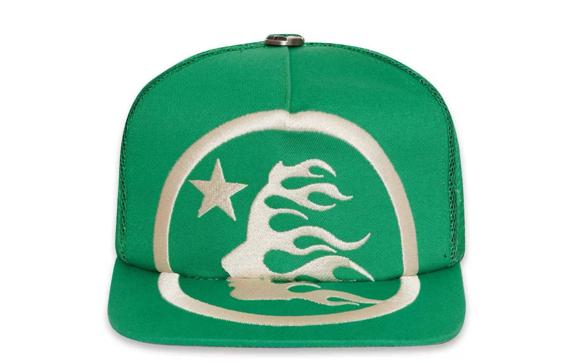 Hellstar Big Logo Trucker Snapback Hat Green