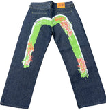 Evisu Embroidered Green Waves Jeans