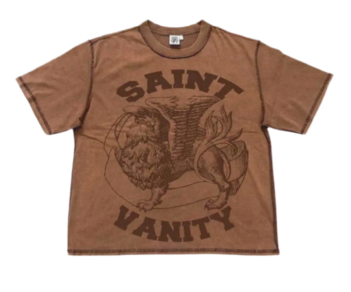 Saint Vanity Classic Logo Griffin T-Shirt Brown