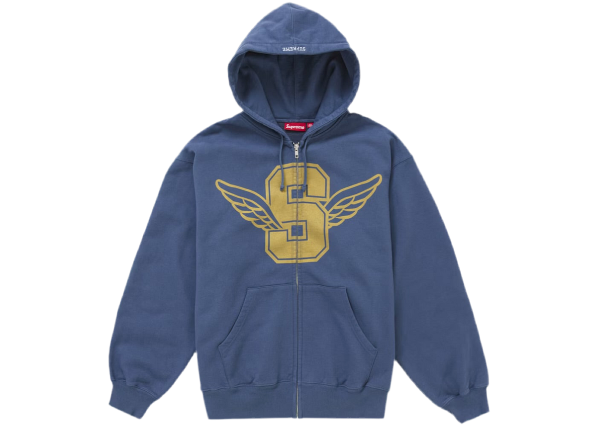 Wings Zip Up Hooded Sweatshirt (Blue)