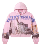 VALE FOREVER NYC ZIP UP HOODIE PINK
