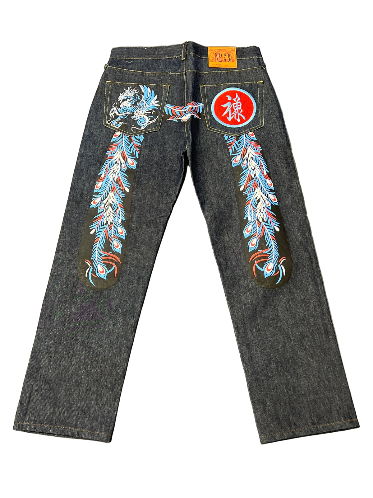 Evisu Embroidered Light Blue Dragon Feather Jeans