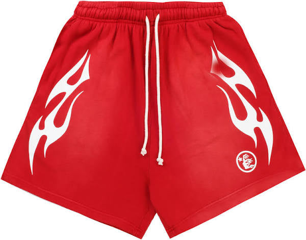 Hellstar Flame Shorts Red/White