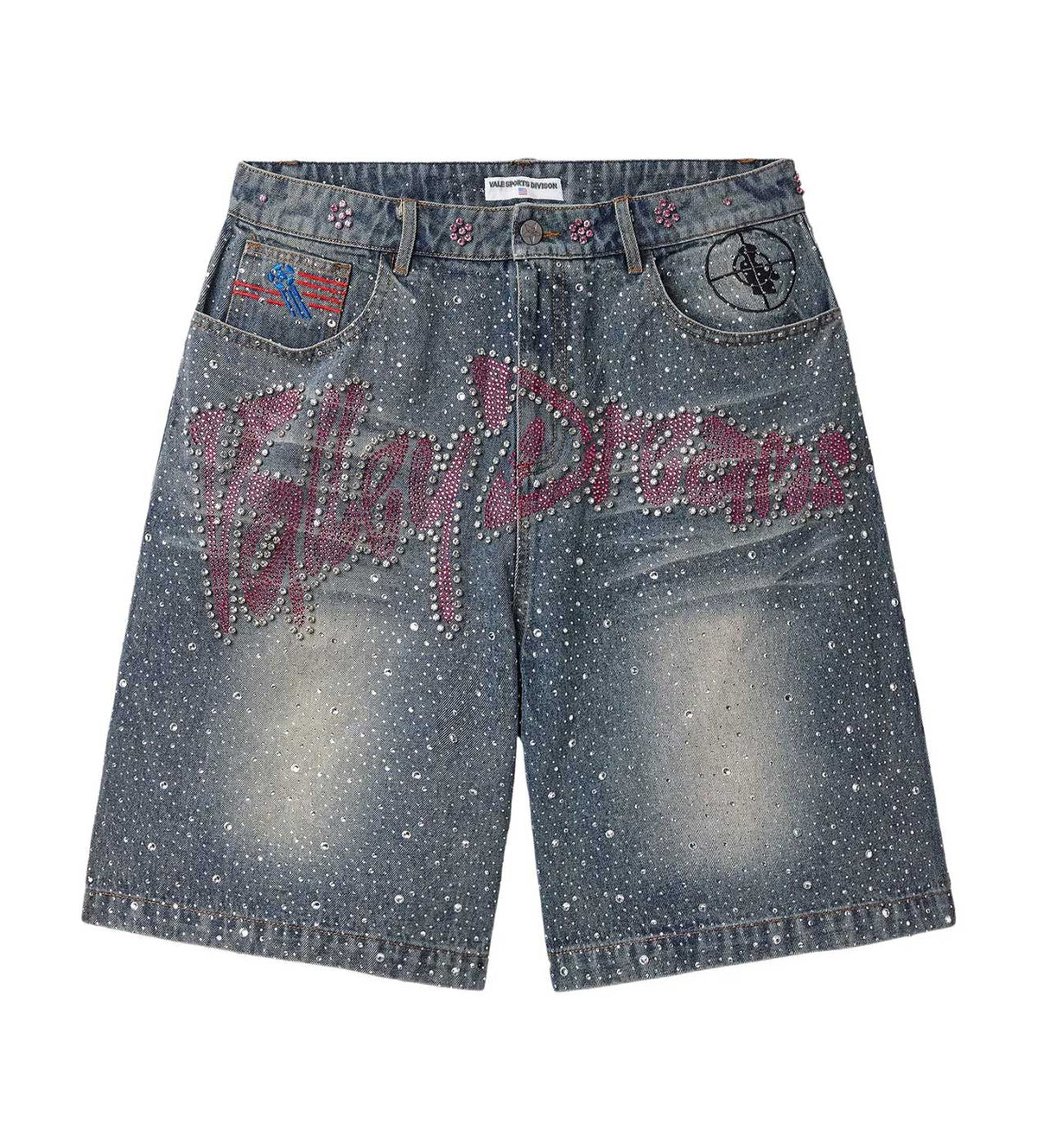 VALE FOREVER ICED OUT JORTS BLUE