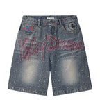 VALE FOREVER ICED OUT JORTS BLUE