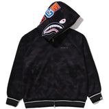 Camo Shark Relaxed Fit Hoodie Track Jacket