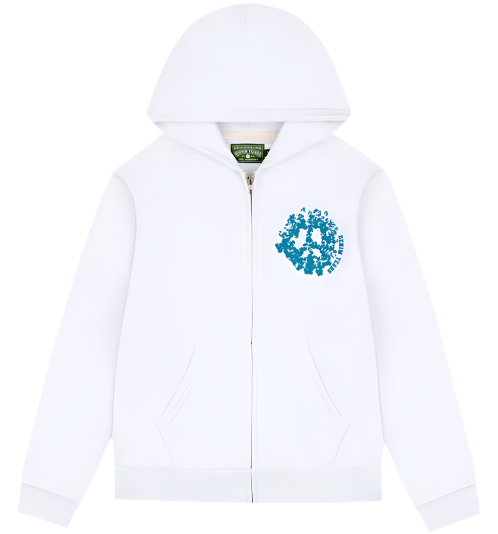 Denim Tears University Zip Hoodie White