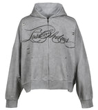 Lost Shdws Script Zip Up Hoodie Grey