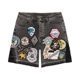 Godspeed Patchwork Denim Shorts Grey