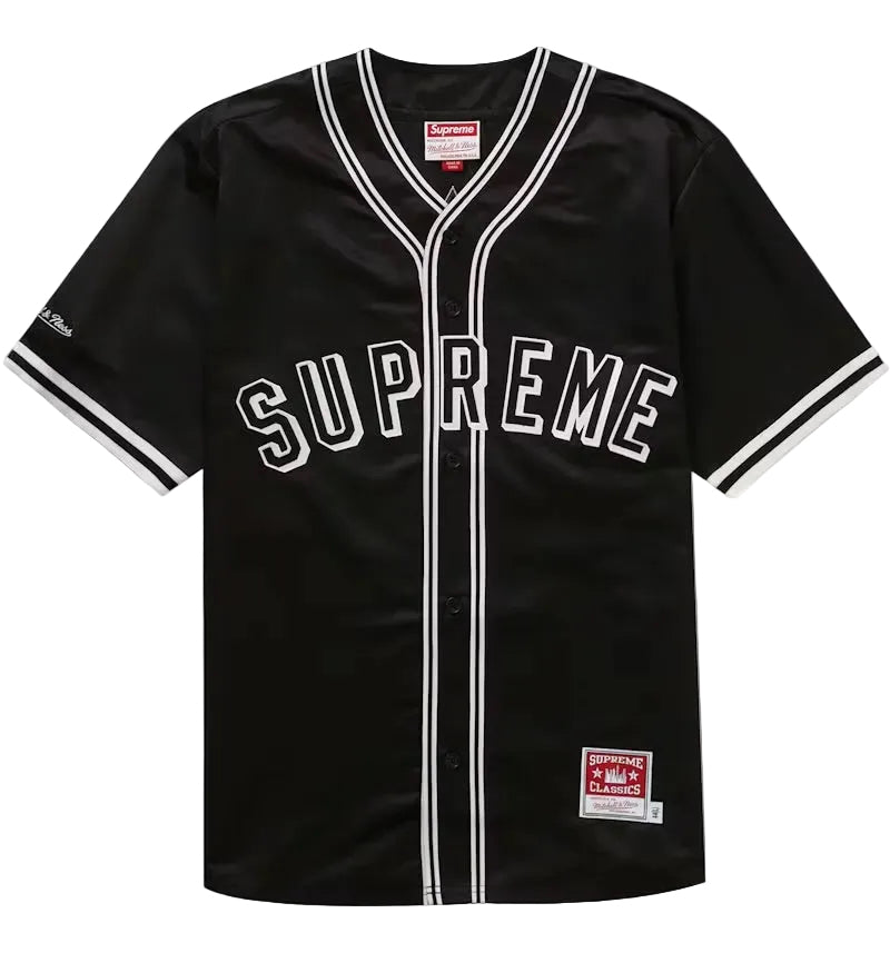 Supreme Mitchell & Ness Satin Baseball Jersey Black