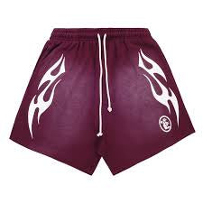 Hellstar Flame Shorts Burgundy/White