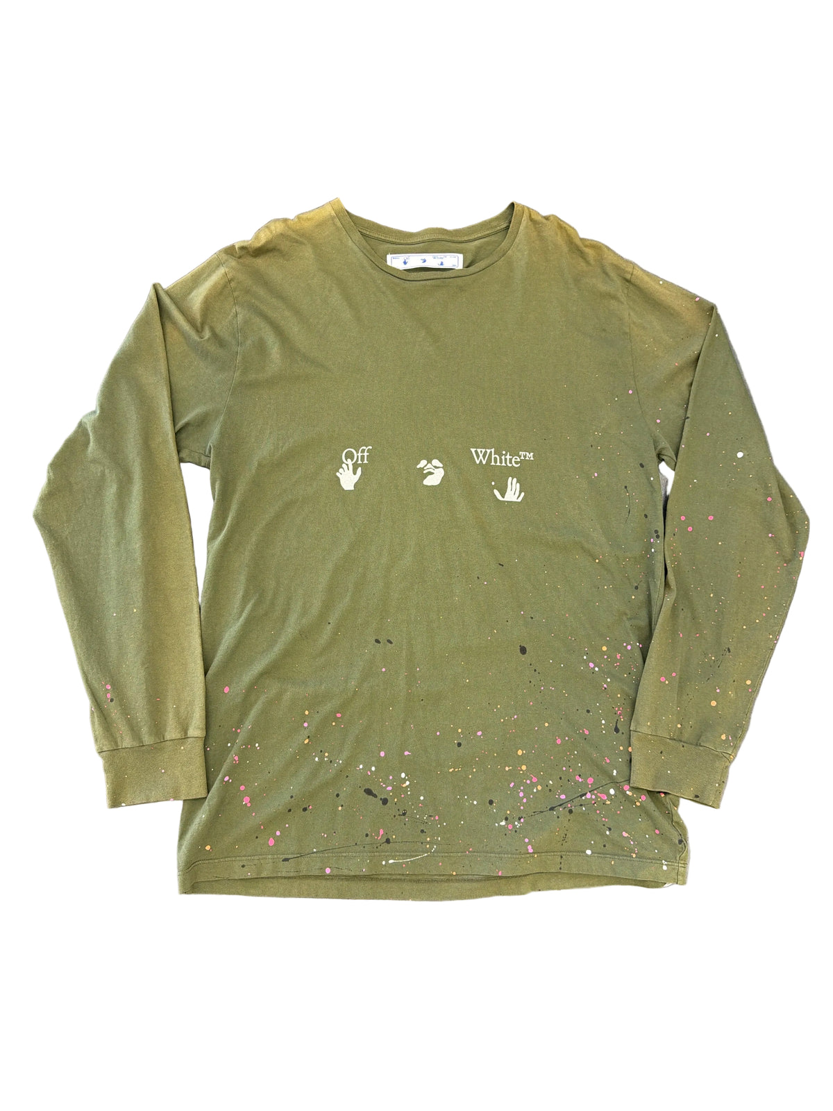 Off White Vintage Paint Long Sleeve Shirt Kombu Green