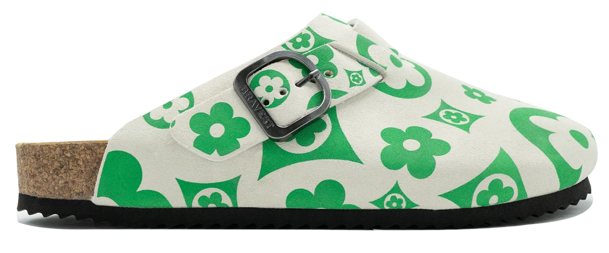 Bravest Studios Flower Mules Cream Green