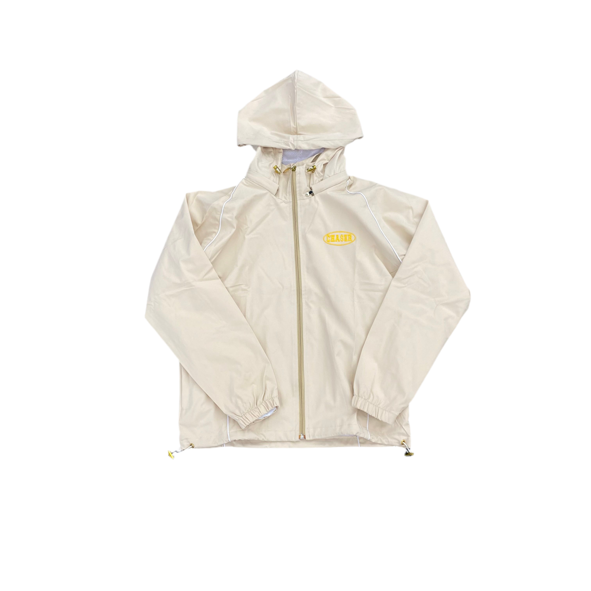 Chaser Windbreaker Removable Hood Creme/ White Zip Up Jacket