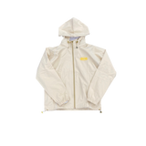 Chaser Windbreaker Removable Hood Creme/ White Zip Up Jacket