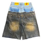 Krazy Ambitions Double Jean Shorts Blue Denim
