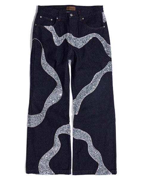 Birth Of Royal Child Silver Maze Denim Pants