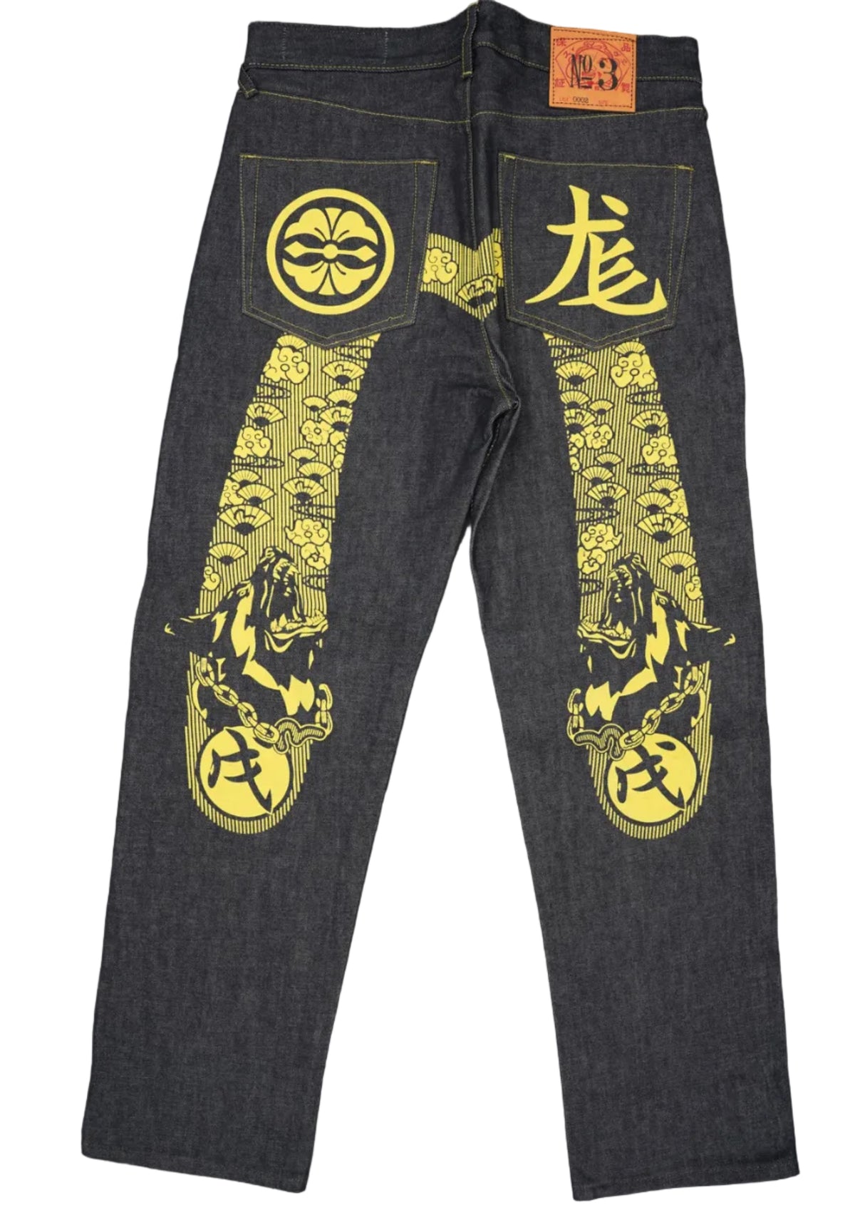 Evisu Embroidered Yellow Japanese Dog Jeans