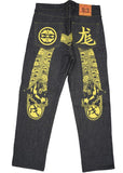 Evisu Embroidered Yellow Japanese Dog Jeans