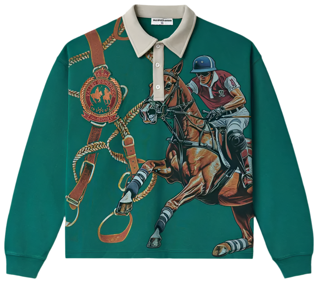 Vale Heritage Rugby Long Sleeve Polo Shirt Green