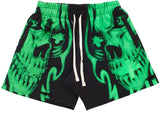 Vertebrae Skull Face Shorts Black/Green