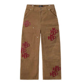 HMDD CORDUROY CARPENTER PANT BROWN RED PATCHES
