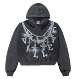 VALE FOREVER BIG CHAIN BEJEWELED HOODIE BLACK