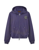 Birth Of Royal Child Pearl Studded Boxy Zip Hoodie Purple
