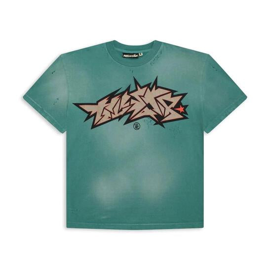 Hellstar Cracked Distressed Tee Green