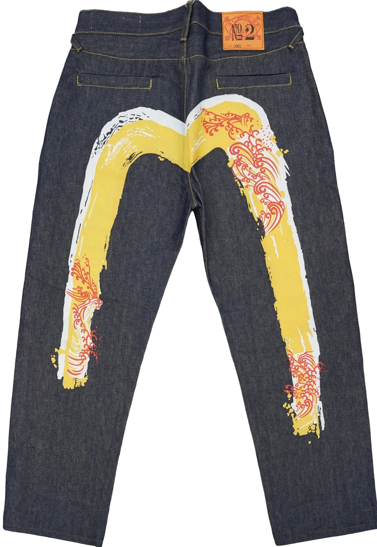 Evisu Embroidered Yellow Waves Jeans